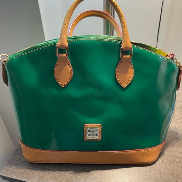 Dooney & Bourke Handbags - Dooney & Bourke Emerald and Tan Satchel